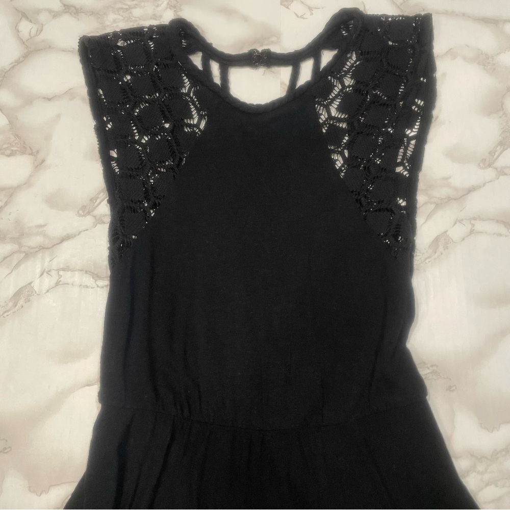 Free People Black Afternoon Delight Asymmetric Midi Dress